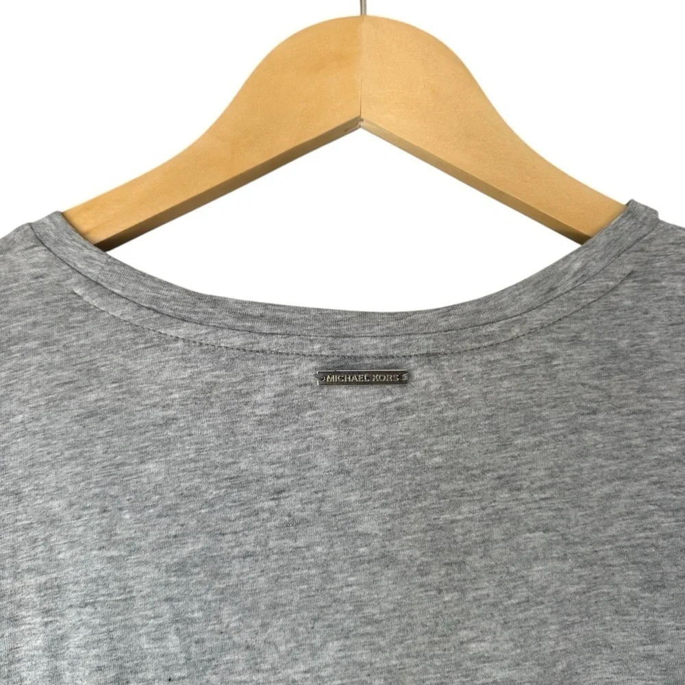 Michael Kors Flutter Sleeve Gray Short-Sleeve T-Shirt, Large